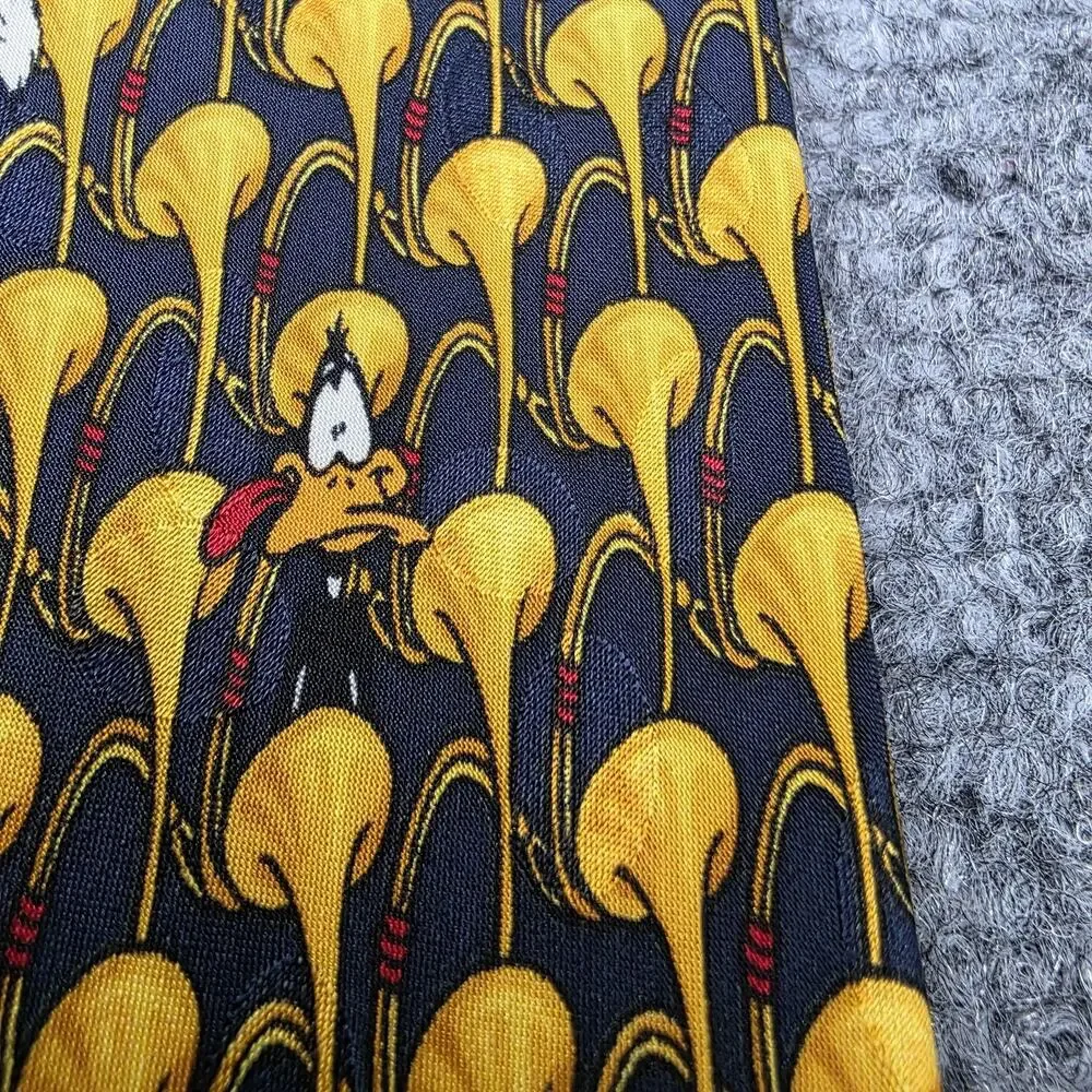 Vintage Looney Tunes Mania Tie Men Bugs Bunny Daffy Duck Silk Cartoon Novelty 90
